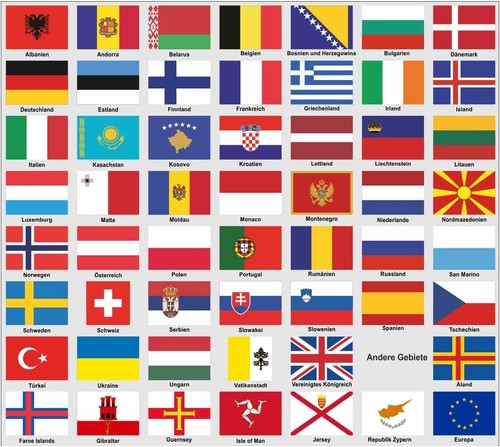 Aufkleber set europa fahnen - aufkleber,