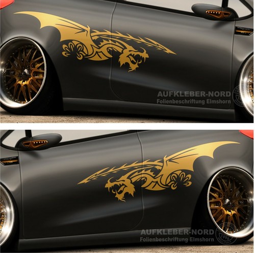 Drachen seitenaufkleber - 2x,